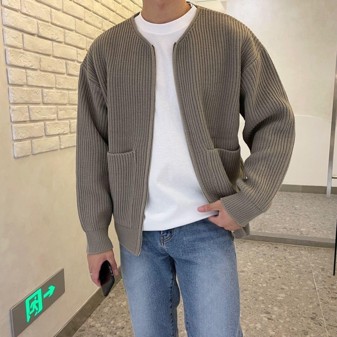 Alden | Elegante Strickjacke Mit Rippenstrick