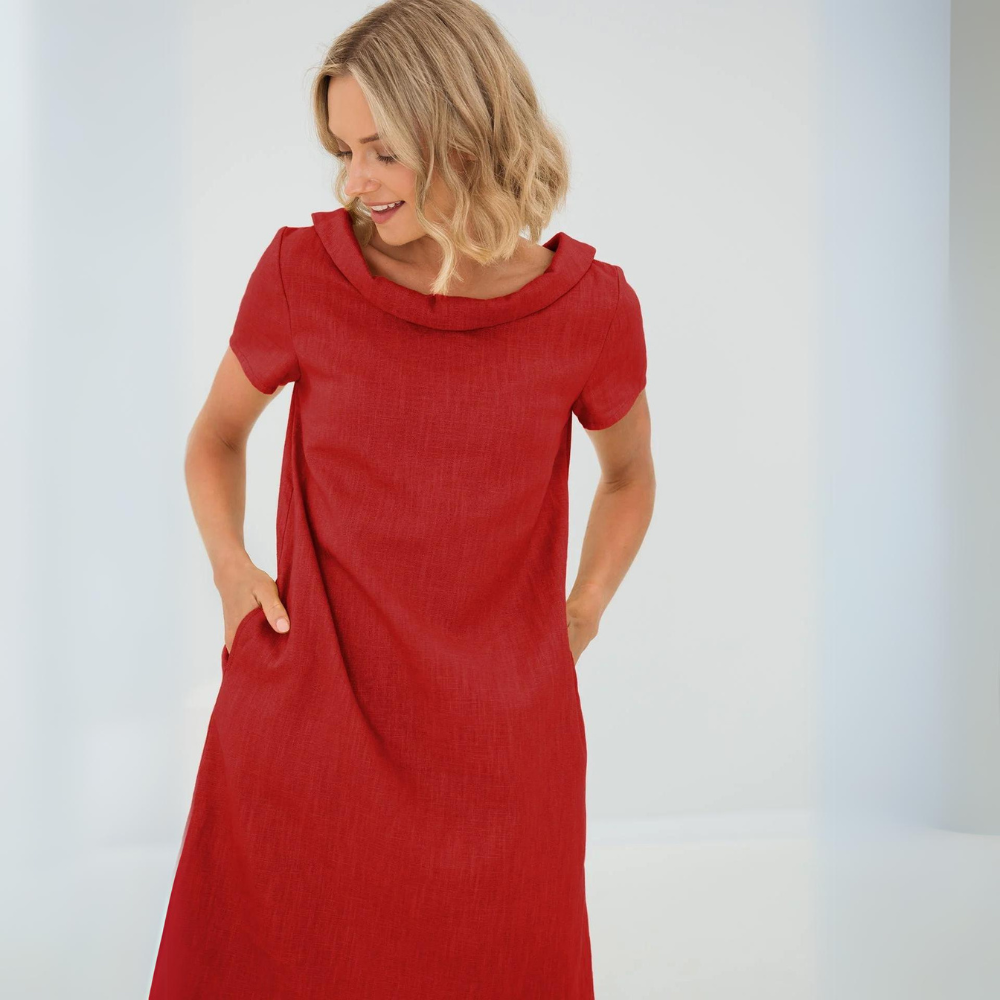 Alina | Kleid Aus Weichem Leinen Mit Taschen