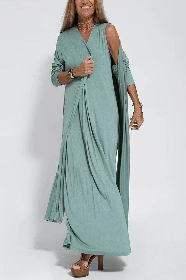Schlankes Kleid Mit Weste