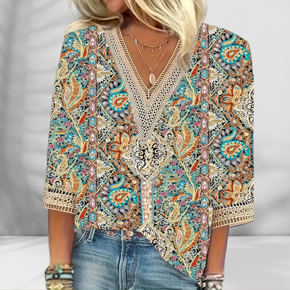 Alis | Boho-Bluse Mit Floralen Mustern Und Langen Ärmeln