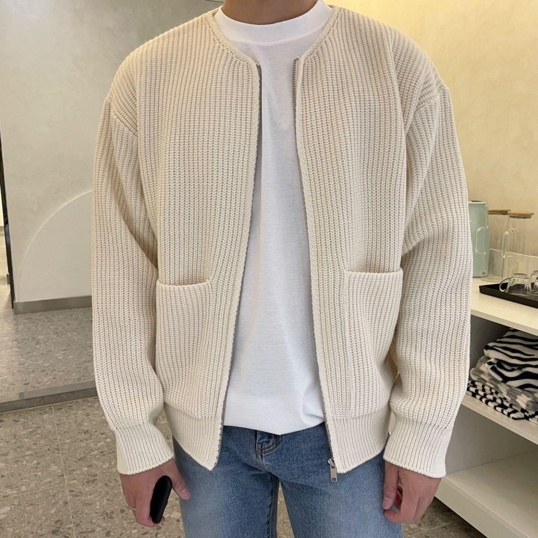 Alden | Elegante Strickjacke Mit Rippenstrick
