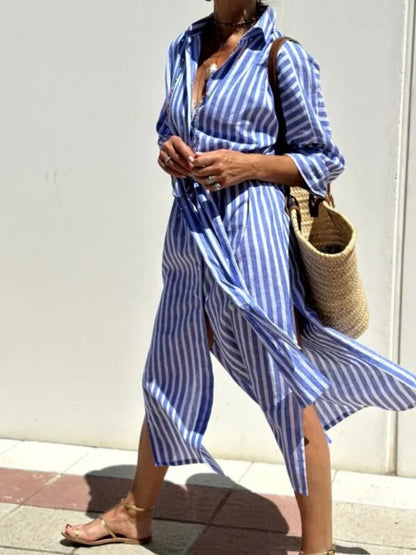Denise – Gestreiftes Kleid mit Kragen