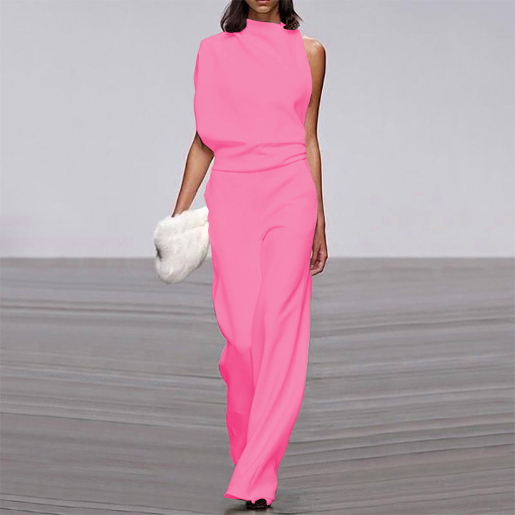 Gina | Damen Jumpsuit Mit Rundhalsausschnitt, Armellos Und Weitem Bein