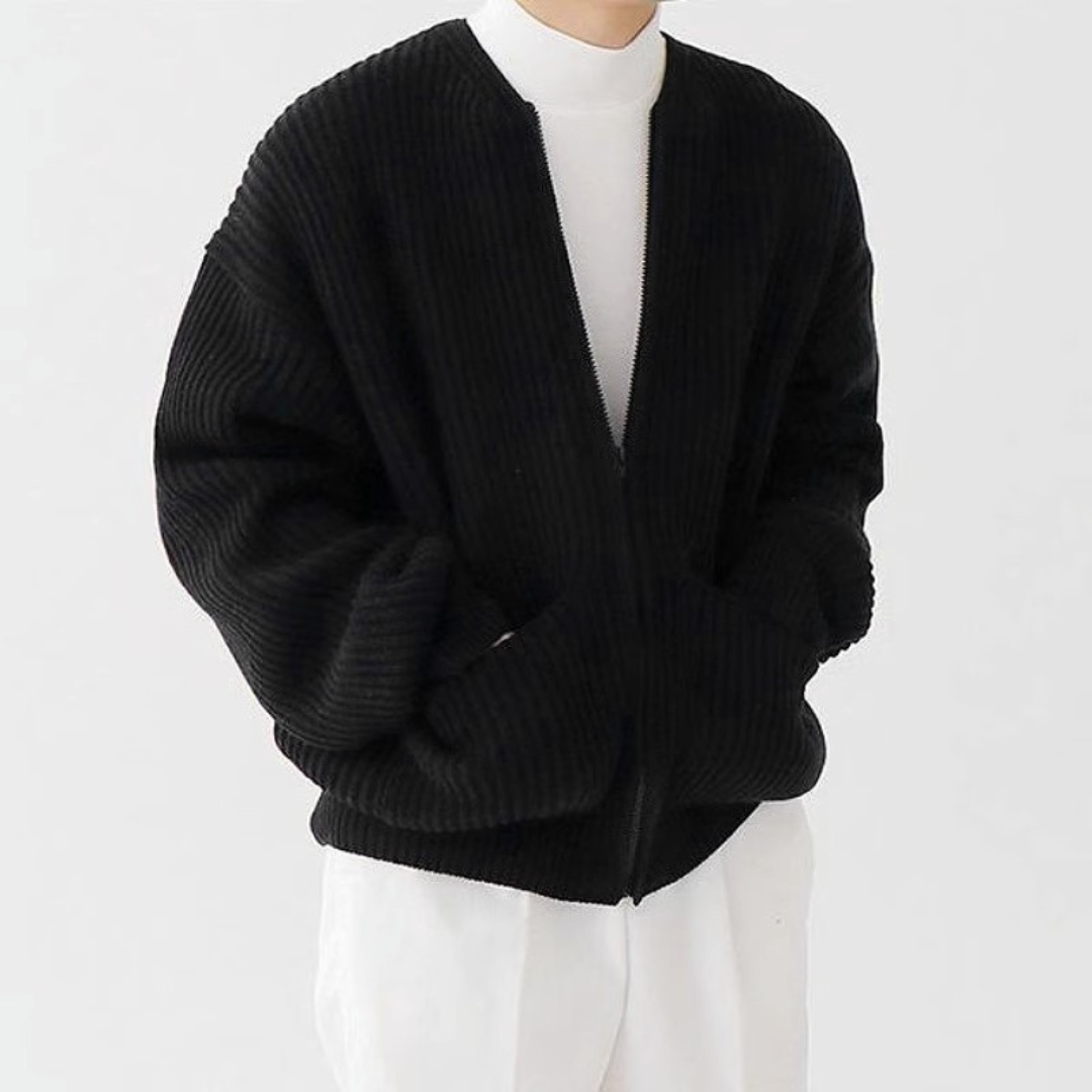 Alden | Elegante Strickjacke Mit Rippenstrick