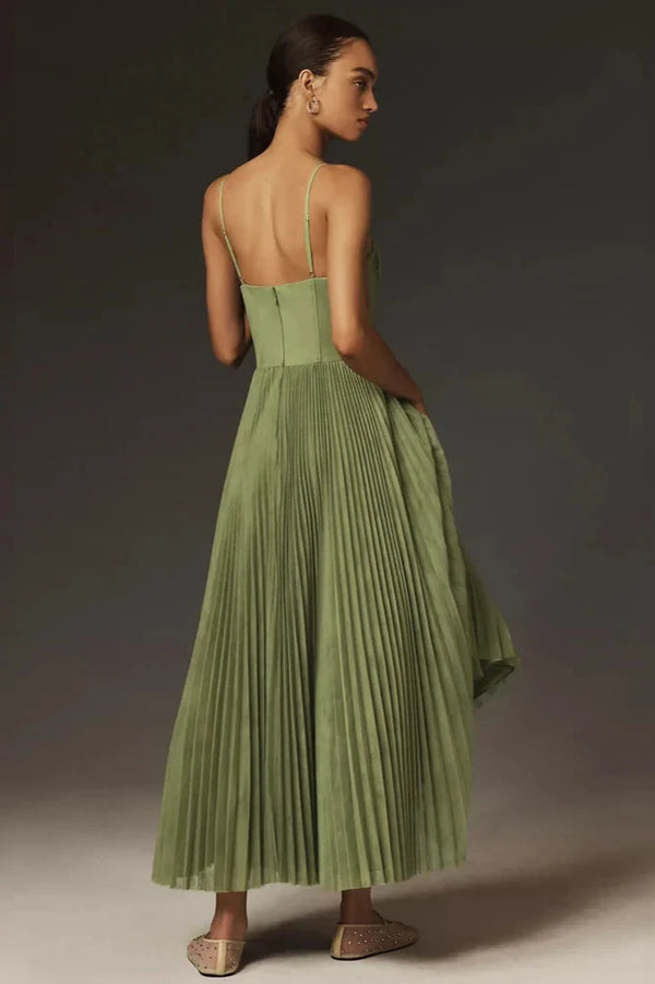 Ashley | Bustier Plissee Tüll Fit & Flare Midi Kleid