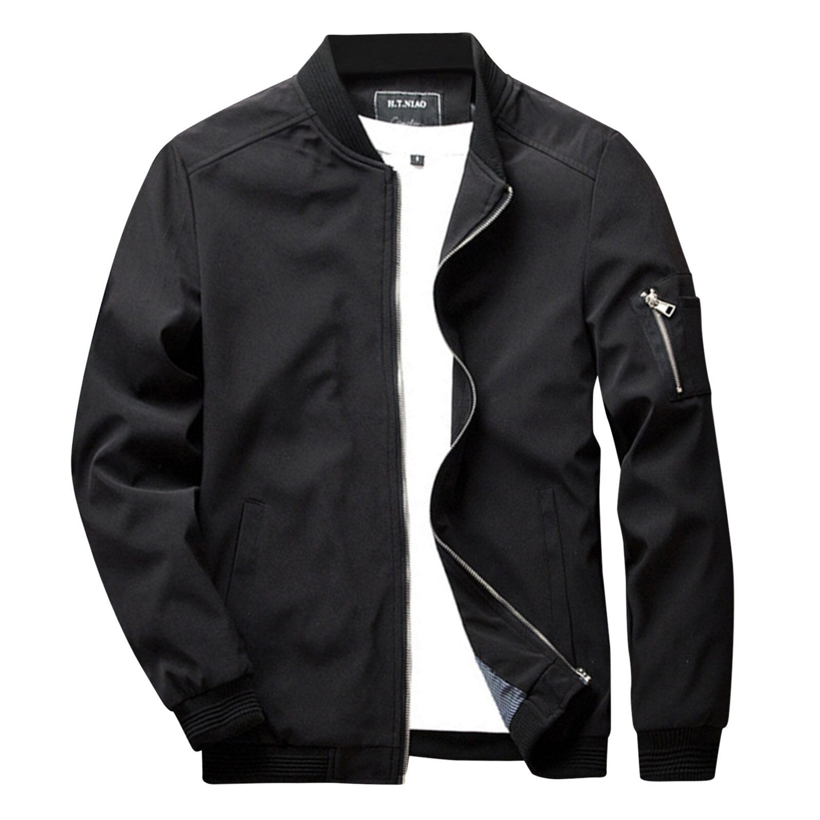 Stijlvolle zwarte heren zomerjas met ritssluiting, ideaal voor casual en formele gelegenheden. Perfecte keuze voor modebewuste mannen.