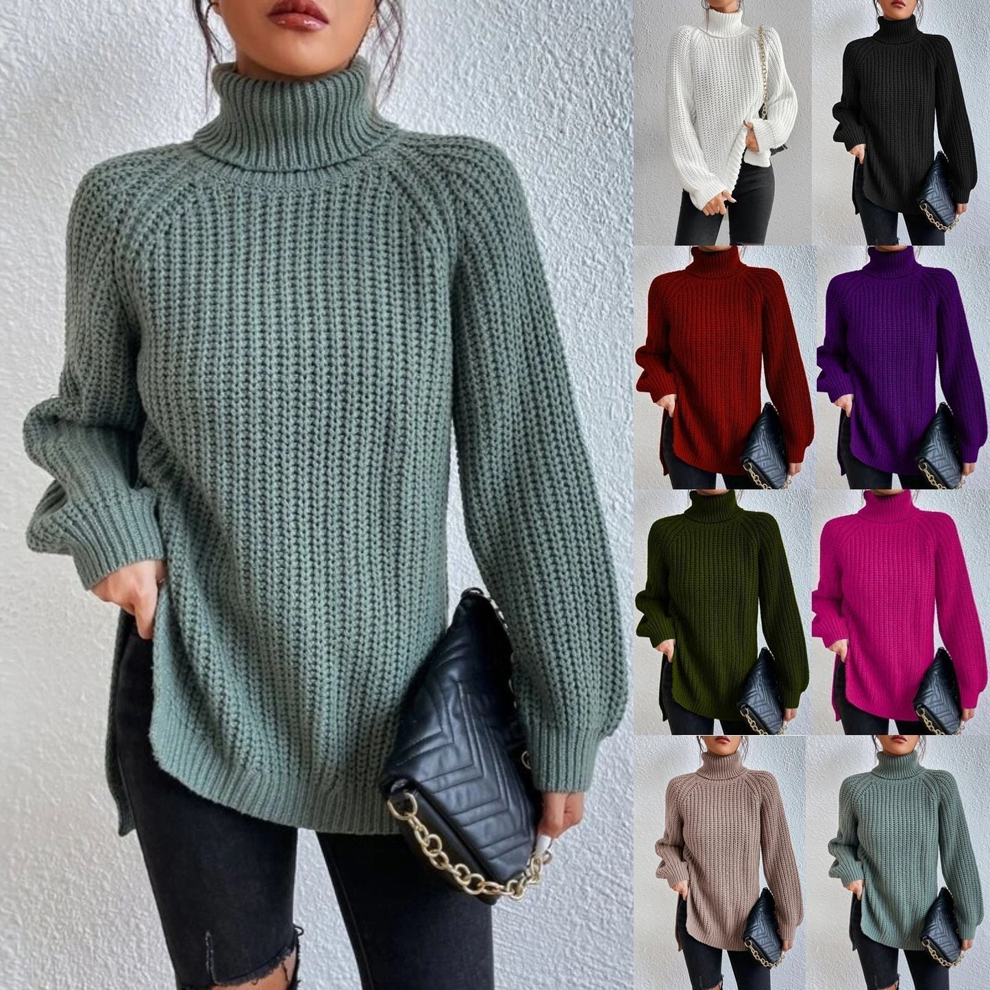 Ondine - Schlanker Strickpullover mit Hohem Halsausschnitt
