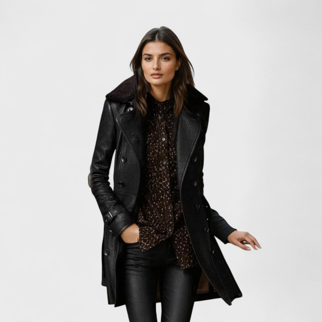Marie – Eleganter 3/4-Ledermantel