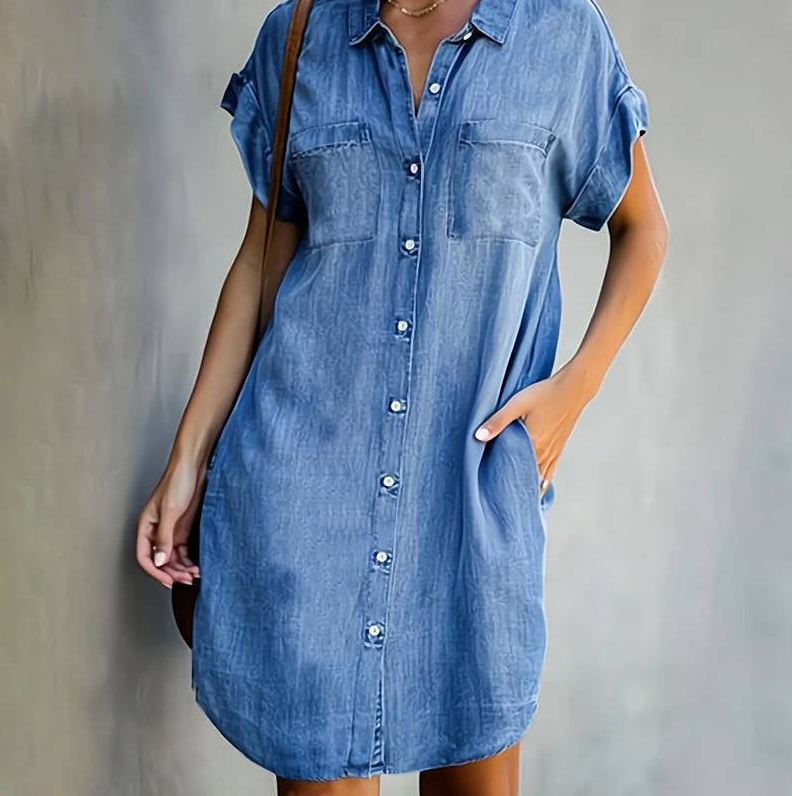 Kleid mit Denim-Print