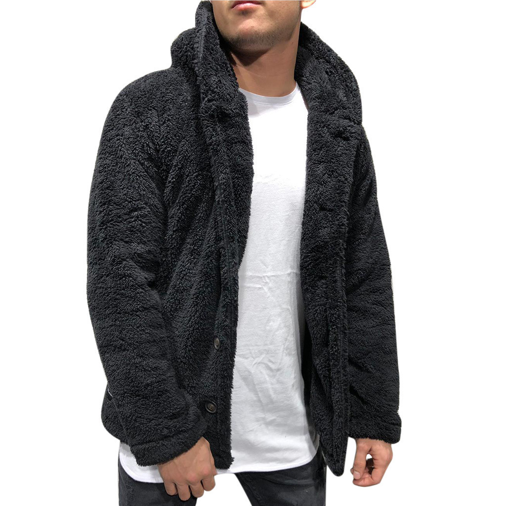 Teddy Button-Up Fleece-Mantel mit Kapuze