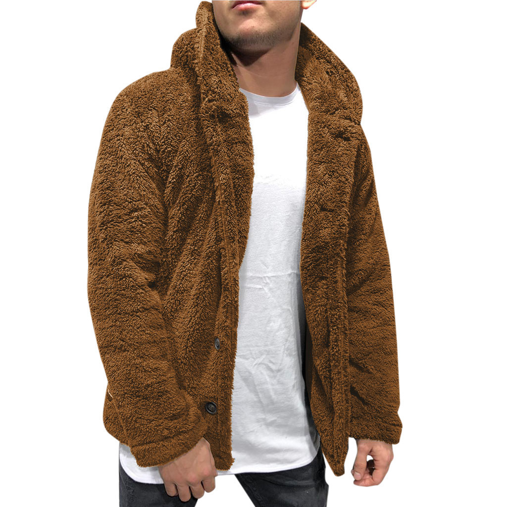 Teddy Button-Up Fleece-Mantel mit Kapuze