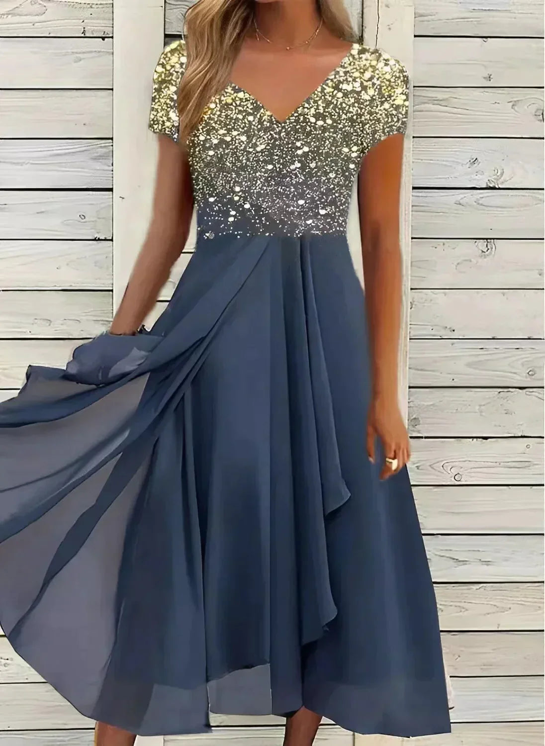 Marigon | Damen Hochzeit Abendkleid Mit Blumenmustern