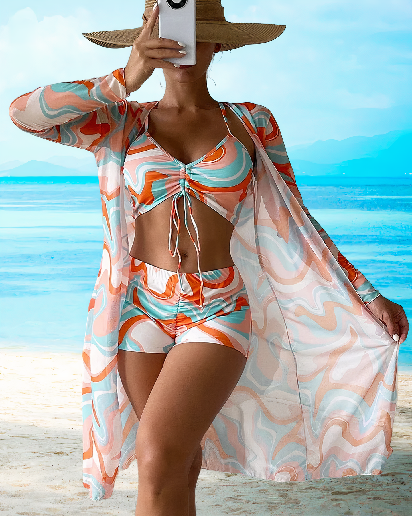 Avery - Hochtailliertes Bikini-Set mit Überwurf