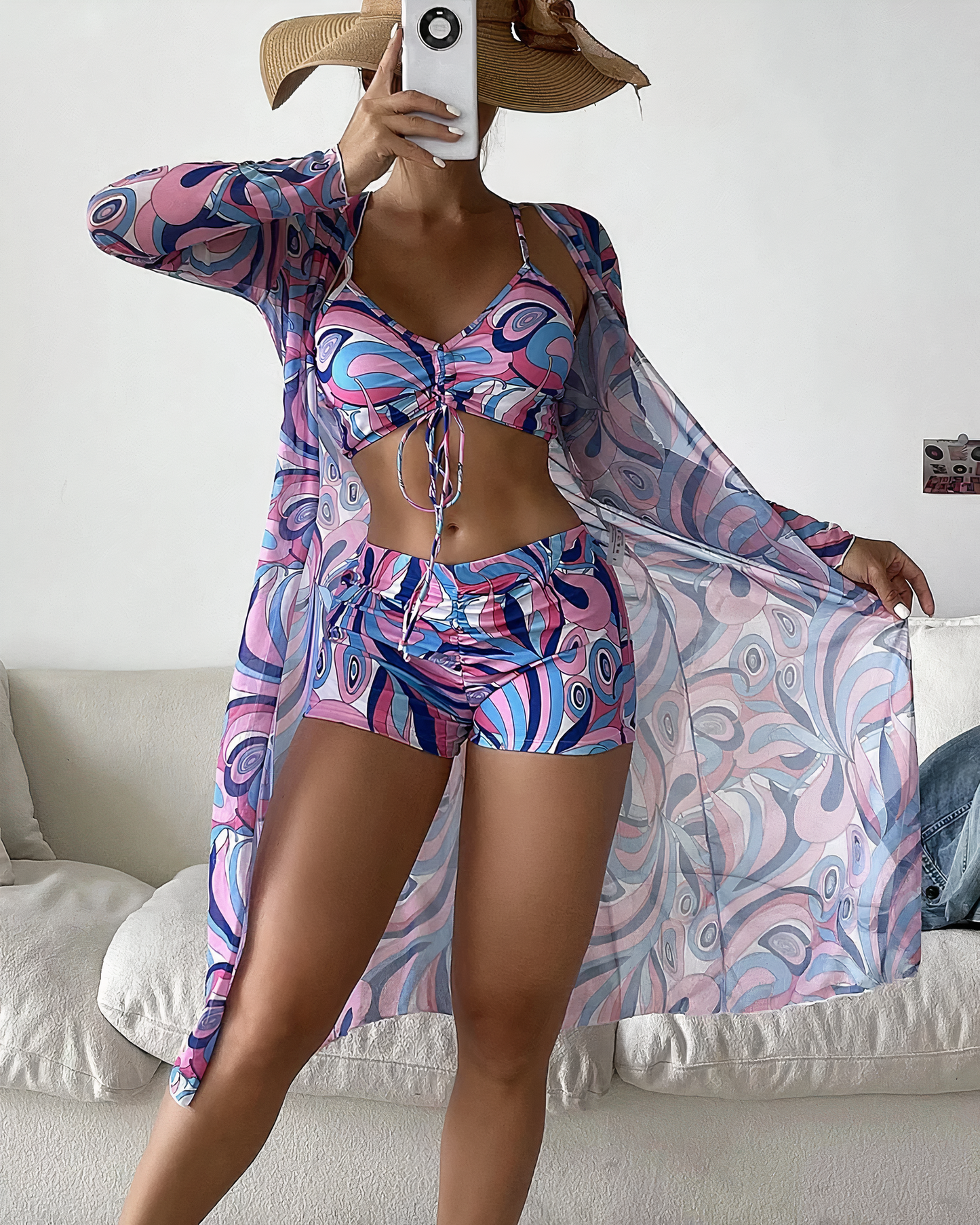 Avery - Hochtailliertes Bikini-Set mit Überwurf