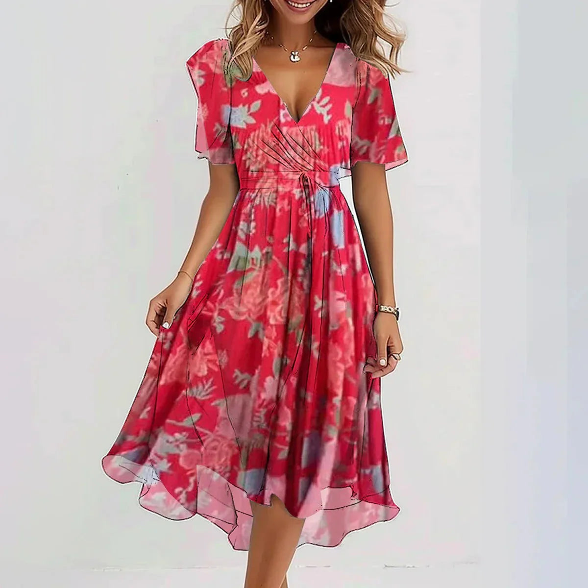 Petal – Elegantes Kleid mit V-Ausschnitt