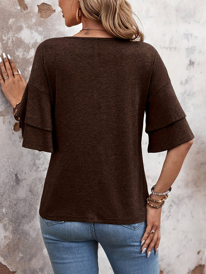 Johanna | T-Shirt mit V-Ausschnitt Und Weiten Ärmeln