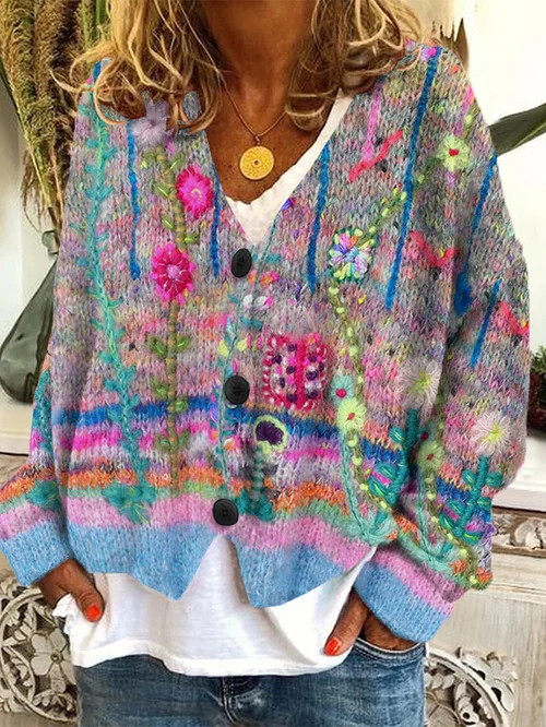 Fiona - Bedruckter Damen-Cardigan mit Knöpfen