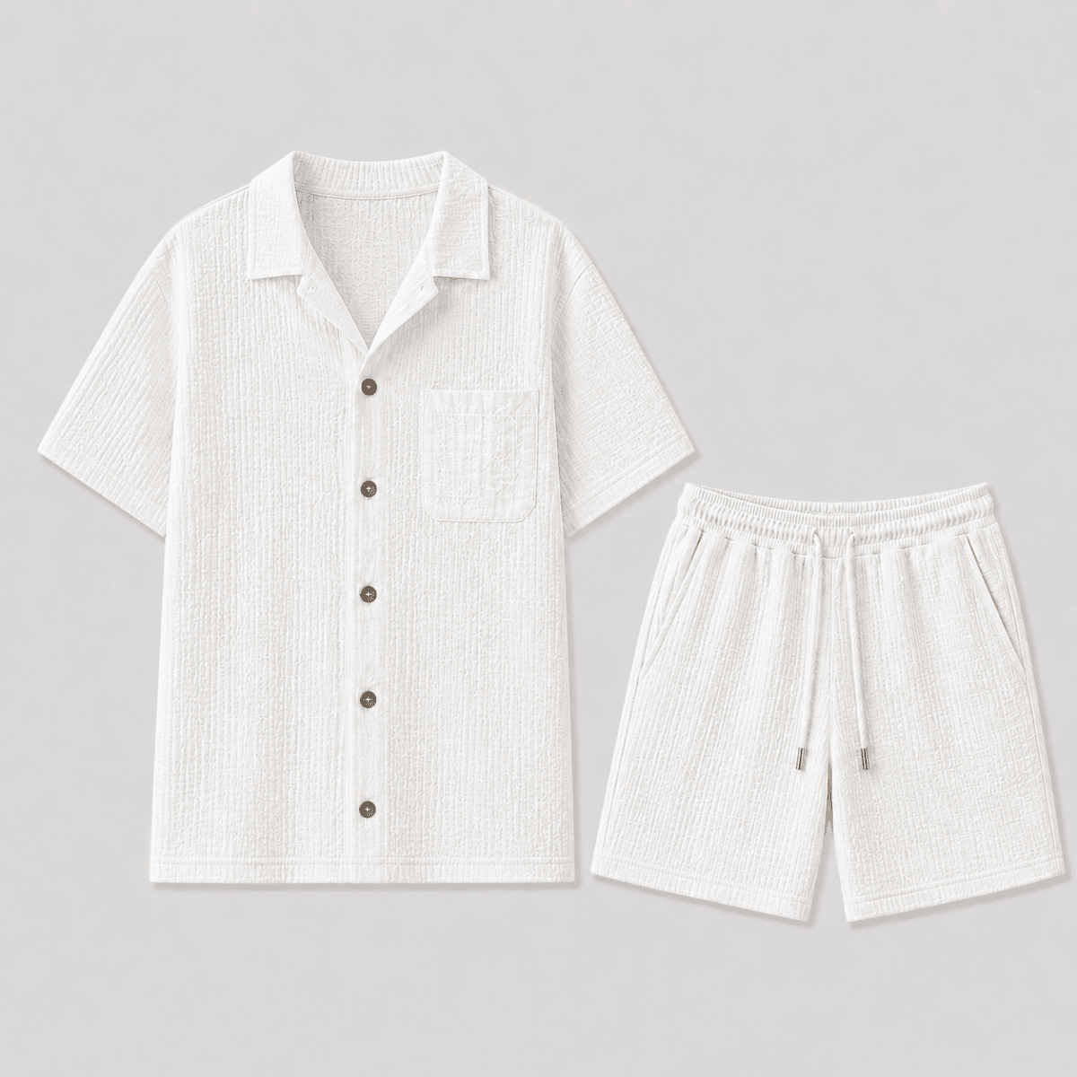 Elegantes Herren Sommer Set Mit Kurzarm Hemd - Cecile LavelleWeiß