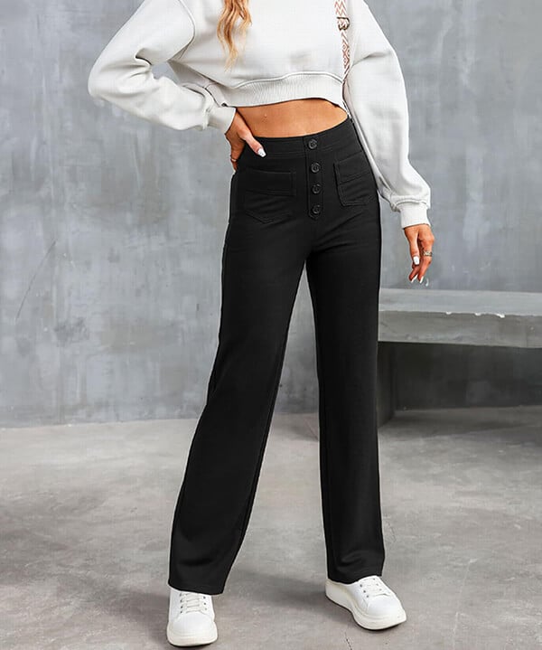 Legere Hose Mit Hoher Taille Aus Stretch