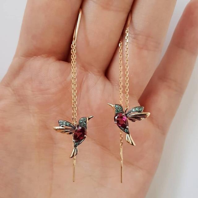 Kolibri-Ohrringe mit Emaille und Zirkoniumdioxid