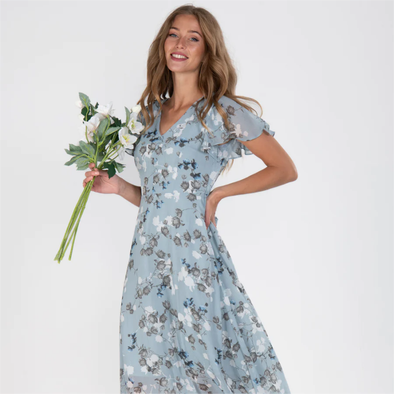 Elaria - Langes Kleid Mit Blumendruck