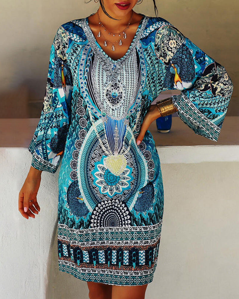 Amara | Boho Kleid Mit Langen Ärmeln