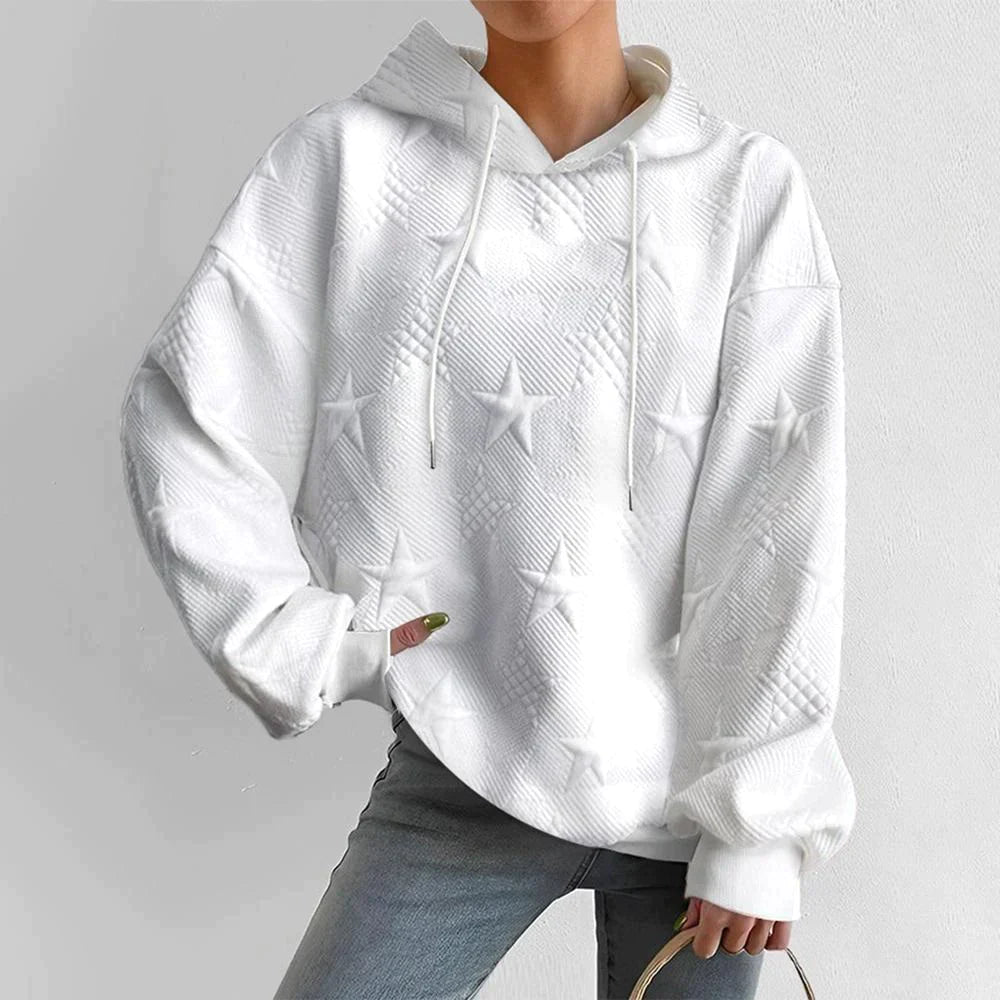 Anna - Weißes einfarbiges Sweatshirt mit langen Ärmeln