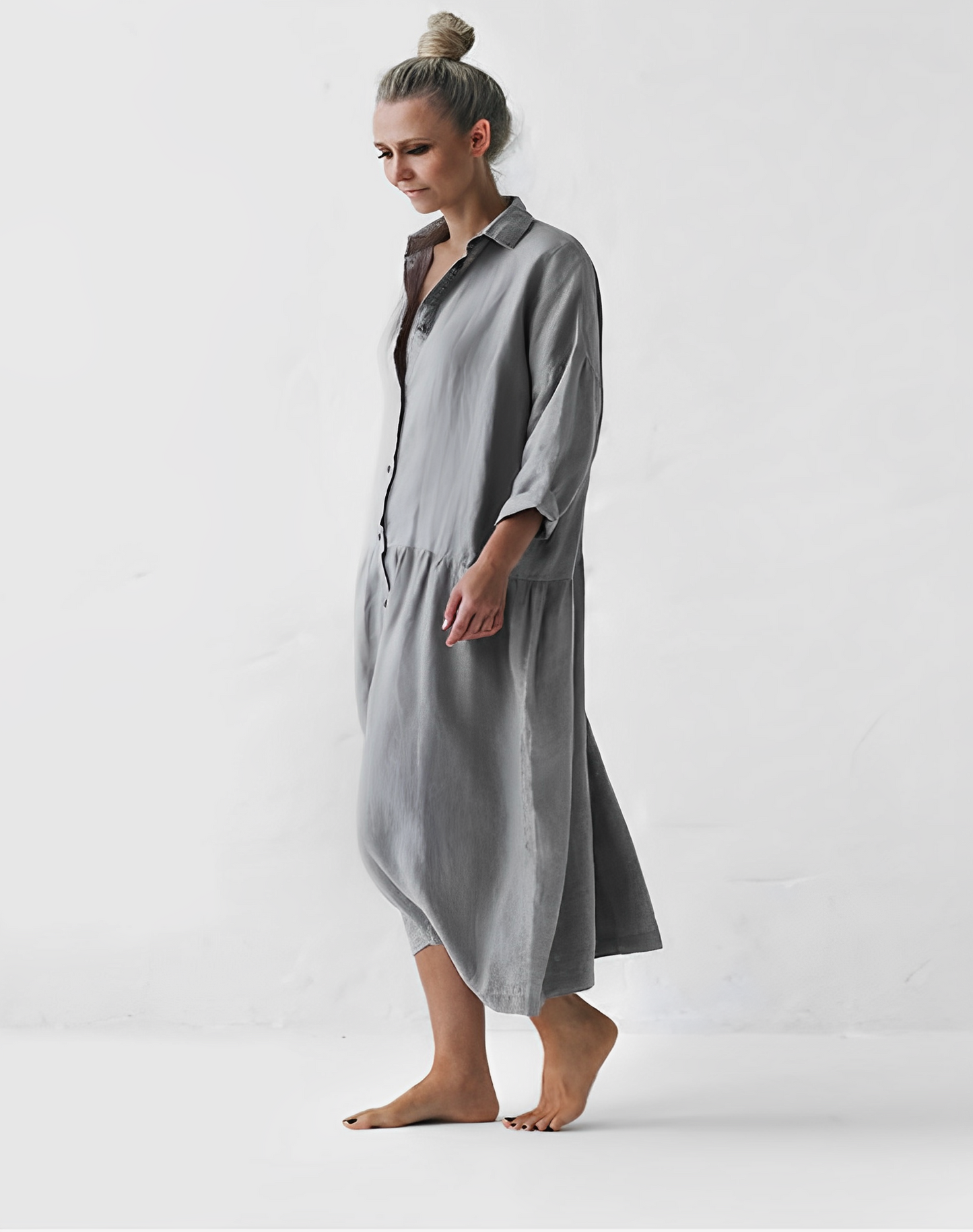 Fleur - Grau Stilvolles Kleid