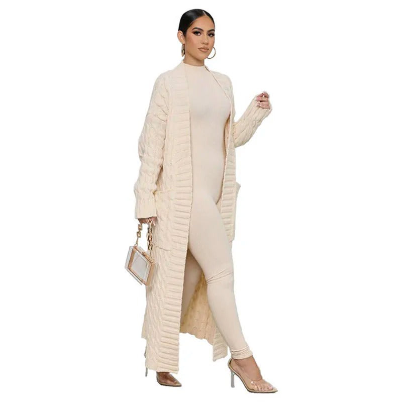Belle Fronts - Lange Strickjacke Mit Taschen