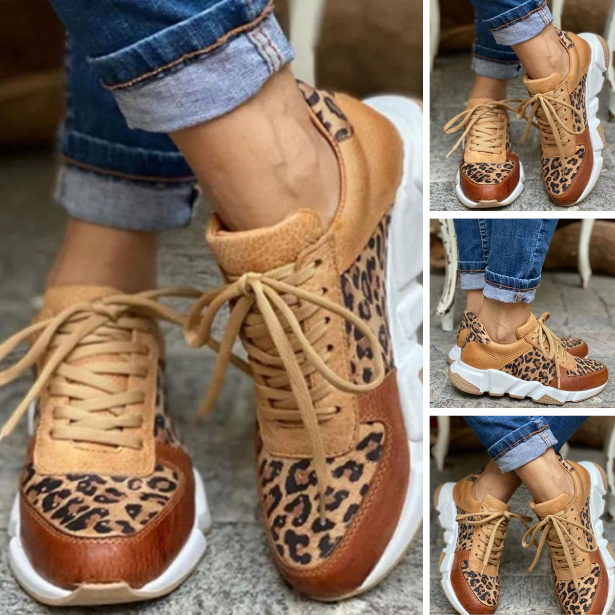 Lenora - Lässige vulkanisierte Leopard Sneakers