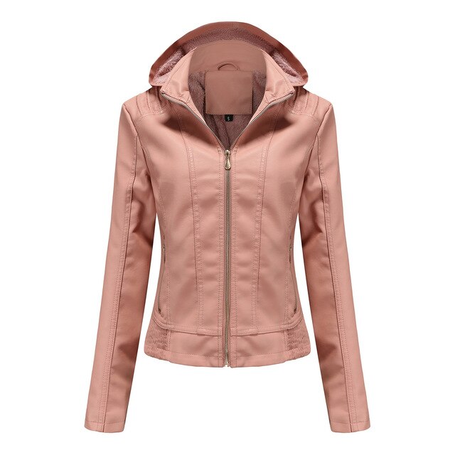 Lederjacke mit Kapuze für Frauen