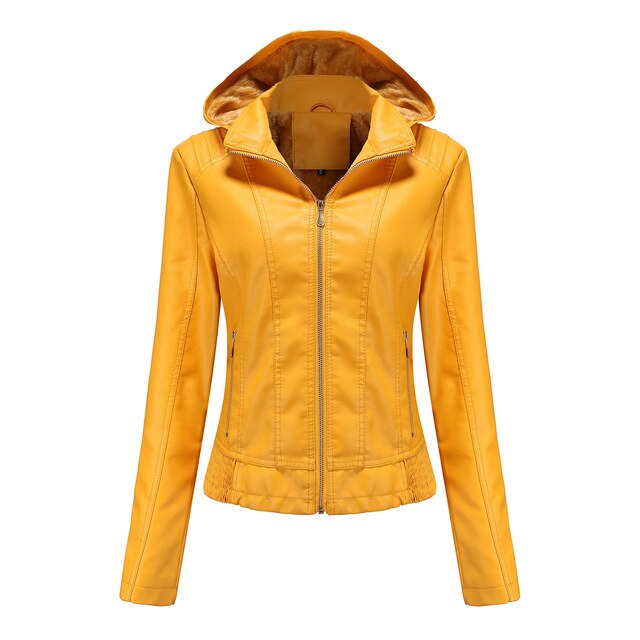 Lederjacke mit Kapuze für Frauen
