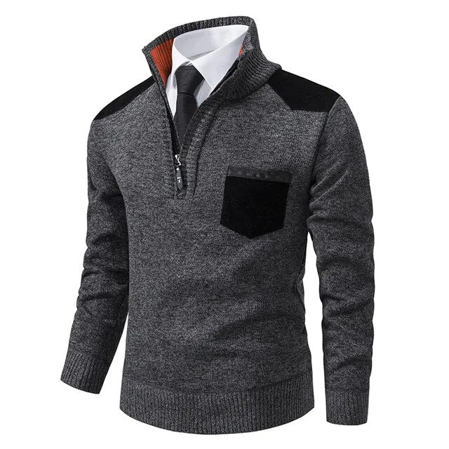 Retro-Pullover mit Reißverschluss und Stehkragen