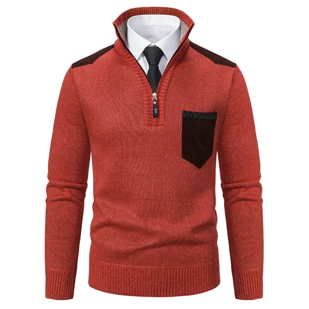 Retro-Pullover mit Reißverschluss und Stehkragen
