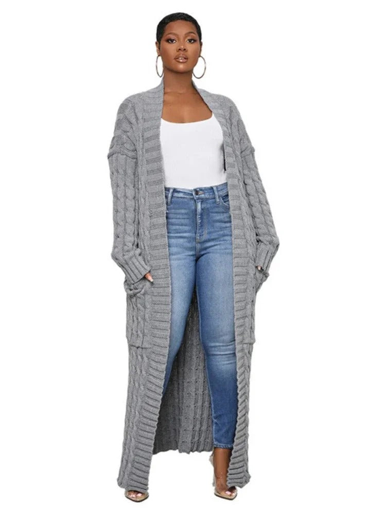 Belle Fronts - Lange Strickjacke Mit Taschen