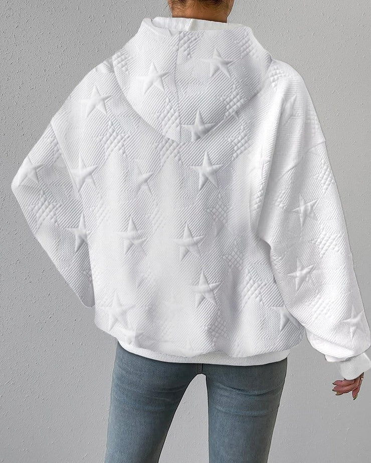 Anna - Weißes einfarbiges Sweatshirt mit langen Ärmeln