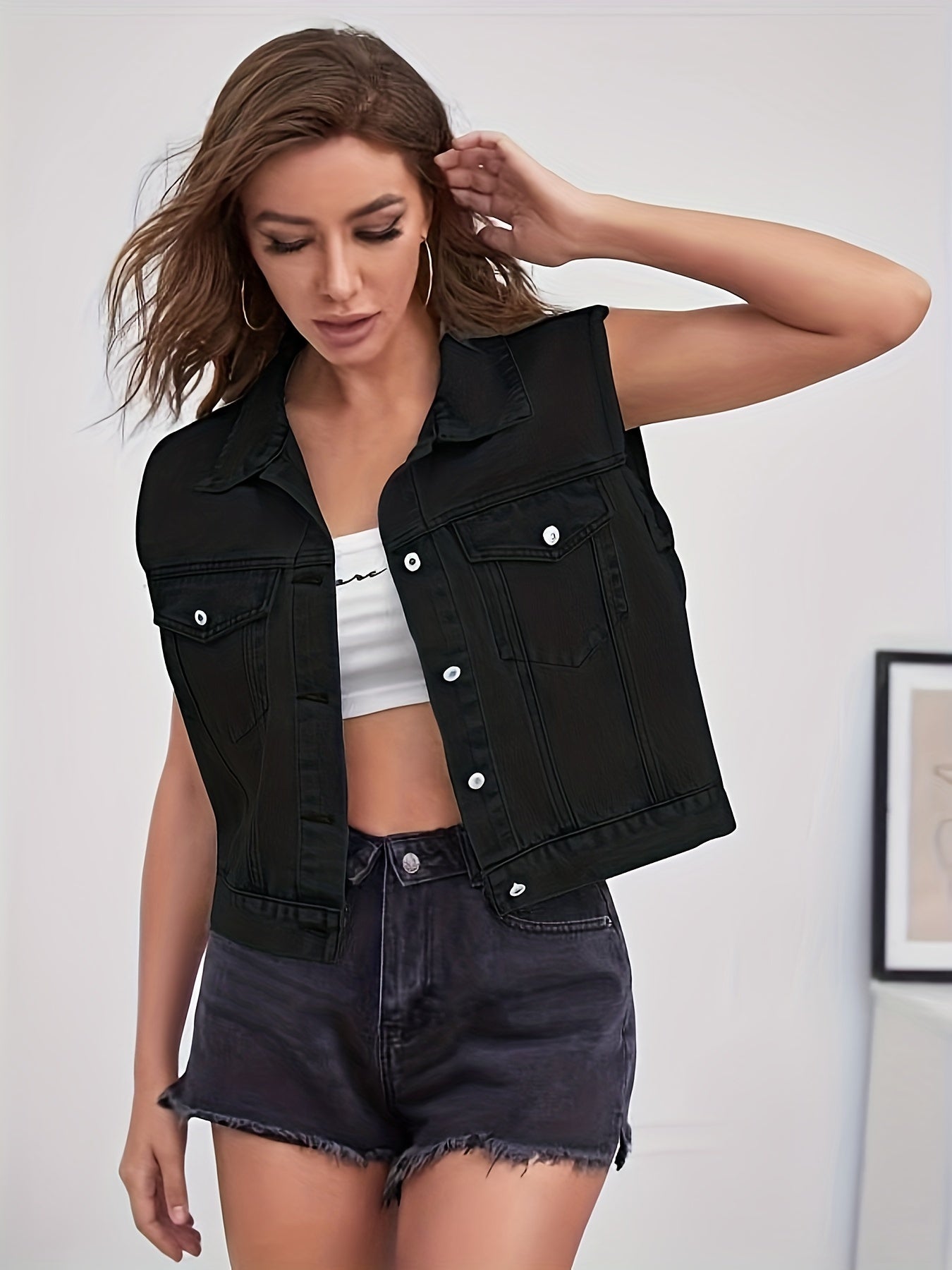 Bertha | Ärmellose Jeansjacke Mit Pattentaschen