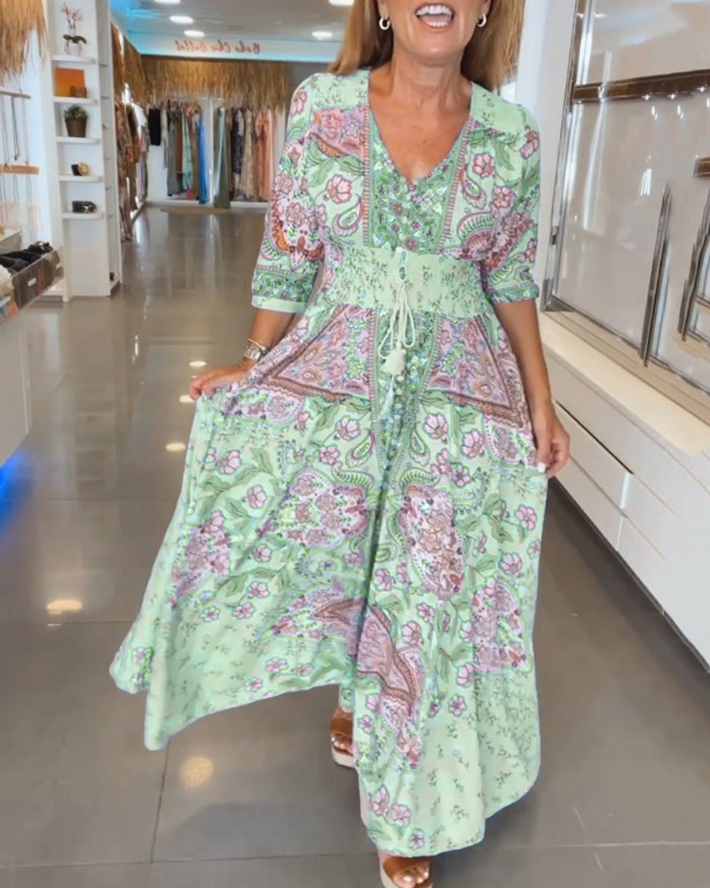 Taylor | Kleid Mit Dreiviertelärmeln Und V Ausschnitt
