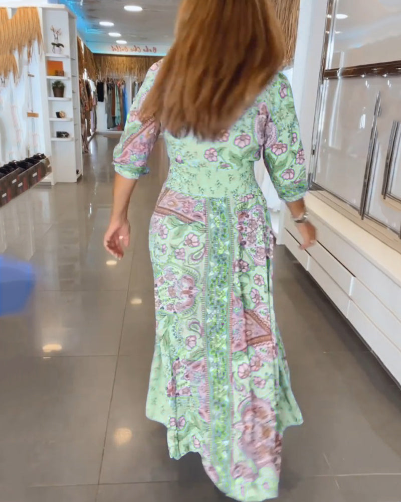 Taylor | Kleid Mit Dreiviertelärmeln Und V Ausschnitt