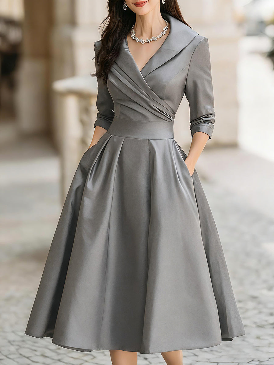 Dharmay | Elegantes Langarm Midikleid