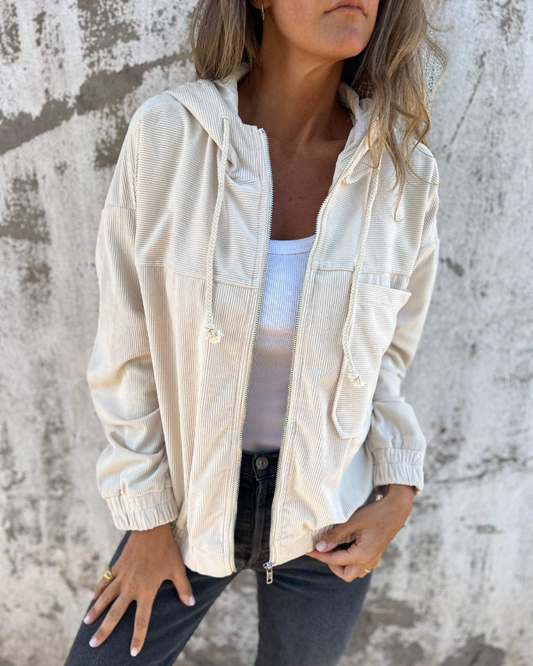 Ella | Corduroy Kapuzenjacke Mit Reißverschluss