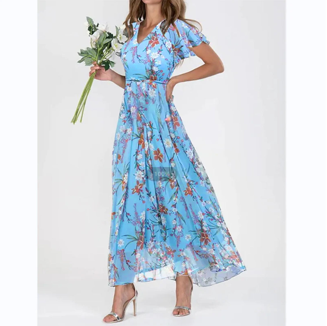 Elaria - Langes Kleid Mit Blumendruck