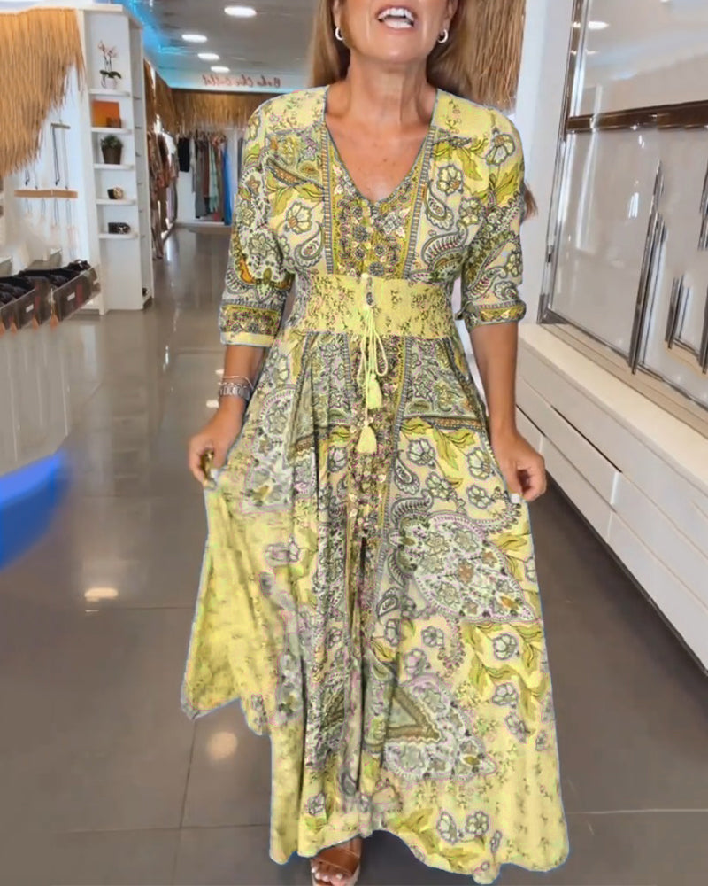 Taylor | Kleid Mit Dreiviertelärmeln Und V Ausschnitt