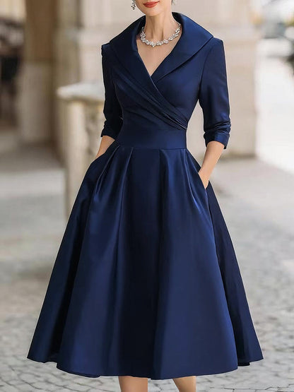 Dharmay | Elegantes Langarm Midikleid