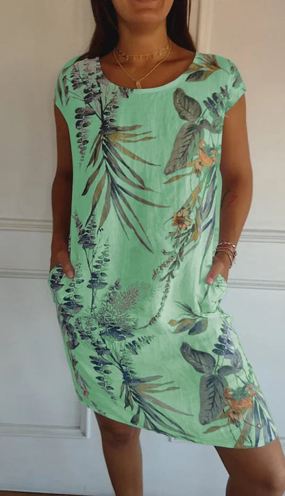 Brigitte | Gemustertes Kleid Mit Rundhalsausschnitt