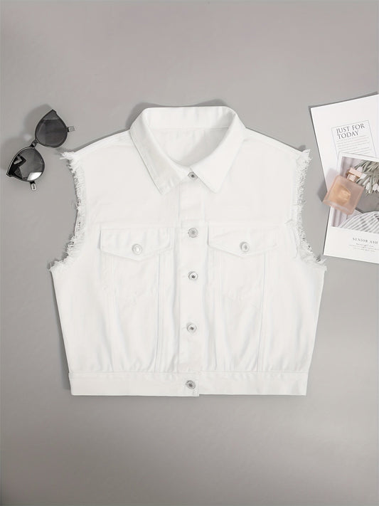 Bertha | Ärmellose Jeansjacke Mit Pattentaschen