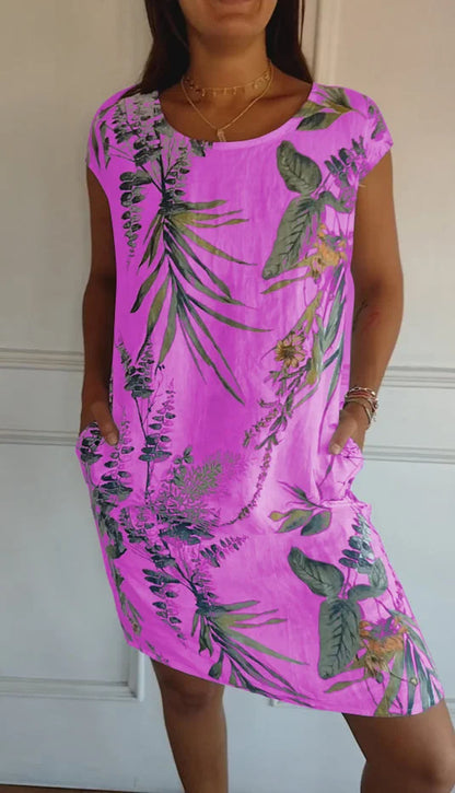 Brigitte | Gemustertes Kleid Mit Rundhalsausschnitt