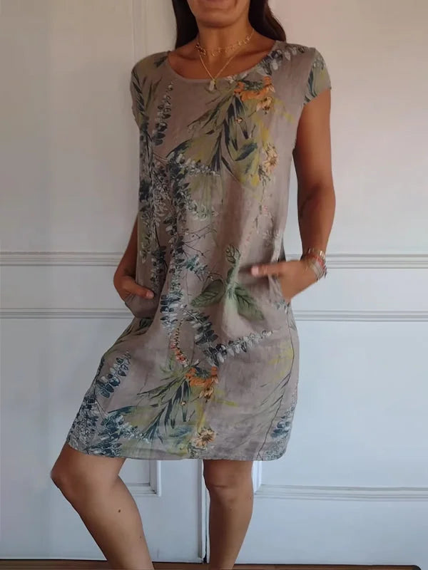 Brigitte | Gemustertes Kleid Mit Rundhalsausschnitt