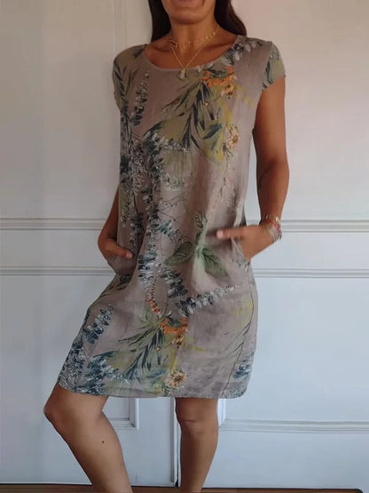 Brigitte | Gemustertes Kleid Mit Rundhalsausschnitt