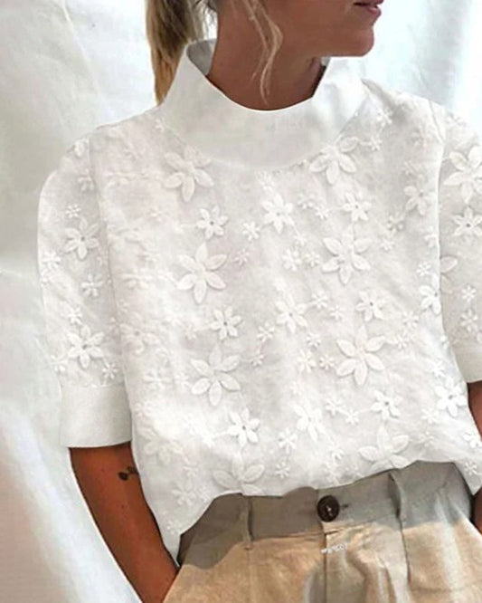 Stefanie | Elegante Bluse Mit Hohem Kragen